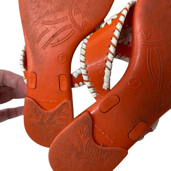 Jack Rogers Navajo Jelly Flat Sandals Orange White Flip Flop Size 7 - Picture 7 of 7